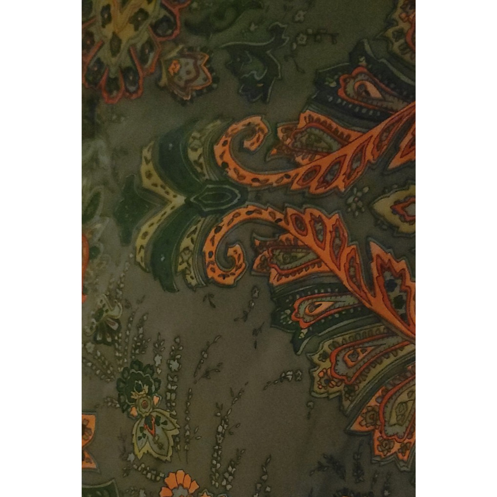 100% Silk Skirt NY & CO New With Tags Paisley Olive Green Boho Retro Knee length - Picture 6 of 6